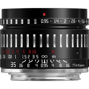 TTArtisan Spiegelvrije cameralens F0.95 APS-C met groot diafragma 35 mm voor Canon M Mount compatibel met M1 M2 M3 M6 M6II M10 M50 M100 M200
