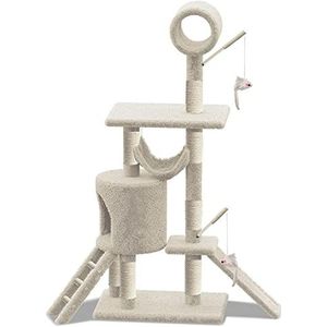 VOUNOT Krabpaal voor katten, groot, met krabboom, XXL, voor katten, activiteitencentrum, met grot en platformen voor kinderen, hoogte 154 cm, beige