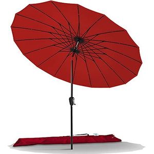 VOUNOT Parasol voor De Tuin Shanghai, Kantelbaar, 270 cm, met 18 Steunen, UV-bescherming, voor Balkon, Terras, Buiten, Rood