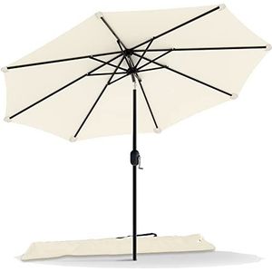 VOUNOT Parasol 270 cm met Zwengel, Knikbaar, Zonwering, UV-bescherming, Balkonscherm, Tuinscherm Marktscherm met Beschermhoes, Beige