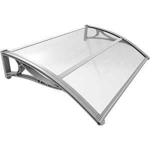 VOUNOT Luifel voor voordeur 120 x 80 cm, Luifel voor voordeur van aluminium en polycarbonaat, Transparante luifel met één dakhelling, luifel met één dakhelling