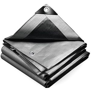 VOUNOT Afdekzeil, van polyethyleen, 240 g/m², waterdicht, extra zwaar en robuust, aan beide zijden gecoat, met aluminium ogen, waterdichte afdekking voor tuin, zwembad, 4 x 6 m