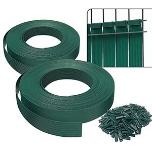 VOUNOT Privacystrook voor dubbelstaafmatten 150m x 4,7cm, PVC-privacyschutting met 300 clips, Groen