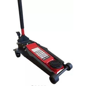 2.5-Ton Hydraulische Garagekrik met Voetbediening-Luxe garagekrik met dubbele perscilinders en 2,5 ton hefcapaciteit.