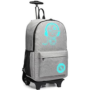 Kono Schoolrugzak, 2-in-1, bagagetas voor kinderen, cabine, met wieltjes, 30 l, waterdicht, anime, grijs., Vintage stijl