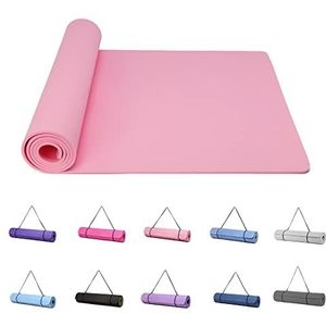 Good Nite Yogamat Oefenmatten Workout Pilates Fitness Mat voor Vrouwen Mannen Antislip Dikke 6mm Hoge Dichtheid Gymnastiekmatten met Draagriem Tpe 183 x 61 x 0,6 cm (roze)