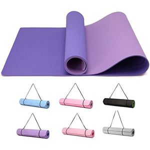 Good Nite Gymnastiekmat, yogamat, fitnessmat, antislip, trainingsmat, sport, turnen, mat, vloergymnastiekmat met draagriem, 183 x 61 x 0,6 cm (donkerpaars/lichtpaars)