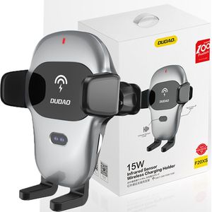 Dudao - Autohouder - Grijs - Met Ingebouwde Qi 15W Draadloze Oplader