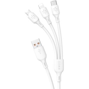 3-in-1-Kabel USB-A auf USB-C Micro-USB iPhone Lightning 480 Mbit/s 1,2 m weiß