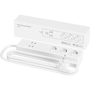 Smart wifi-stekkerdoos, wifi, meervoudige stopcontact, Refoss met 3 AC-uitgangen en 4 USB-poorten, compatibel met Alexa, Google Assistant, 2,4 GHz