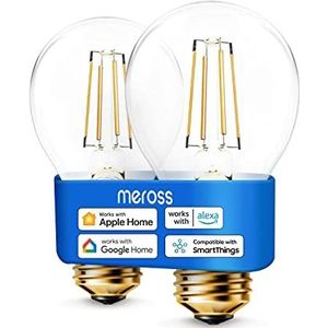 meross Wi-Fi Edison Vintage Light Bulb werkt met Apple HomeKit, Slimme Retro Gloeilamp Filament E27 Warm Wit Licht Compatibel met Siri, Alexa, Google Home en SmartThings