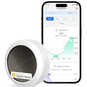 Meross Wifi-hygrometer, thermometer voor binnen, vereist meross Hub, Smart temperatuur- en vochtigheidssensor, compatibel met Apple HomeKit, Alexa, Google Home, SmartThings (bevat geen hub)