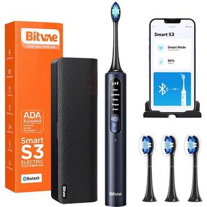 Sonic Toothbrush S3 (Black) with App, Tips Set, Travel Case, and Toothbrush Holder