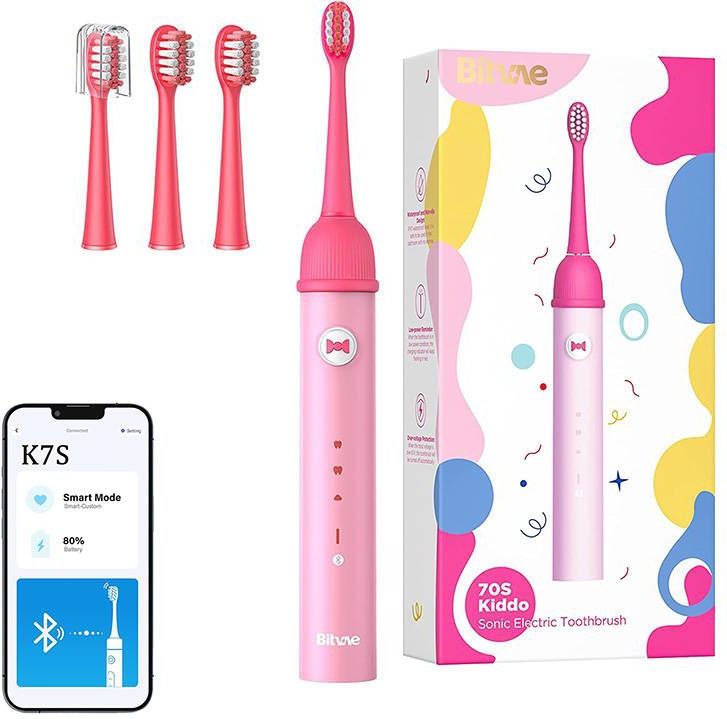Bitvae Sonic toothbrush voor kids met app en tip set K7S (roze)