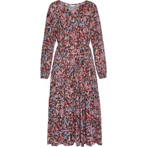 Zomerjurk - Floral Gedessineerd - V-hals - Lange Mouwen - Elastische Band