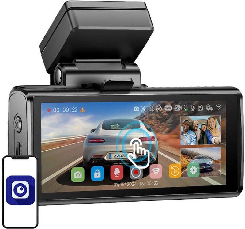 AZDome - M580 Pro 5K - Dashcam Set - Zwart - 64GB - Inclusief Interieur en Achter Camera