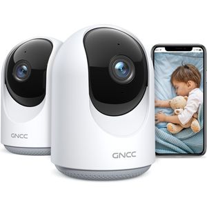 GNCC P1 Wifi Babyfoon met Camera - Met App - 1080P - Bidirectionele Audio - Super IR Nachtzicht - Bewegingsdetectie - Sirene - 2 Stuks - Wit