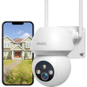 GNCC GK1Pro Bewakingscamera voor Buiten - 2K IP-Camera's - Wifi en app - PTZ 360° - Waterdicht (IP66) - 2-Weg Audio - Wit