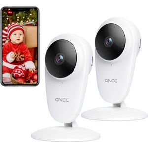 GNCC GC1 Wifi Babyfoon met camera - Indoor WiFi-camera - Met App - Bidirectionele Audio - Nachtzicht - 2 Stuks - Wit