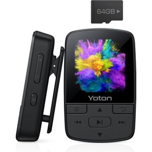 YOTON YM03 HiFi MP3-Speler Bluetooth met 64GB TF kaart - Met Clip - FM radio - Stappenteller - Voice recorder - eBook - Zwart