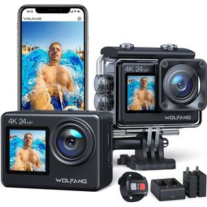 WOLFANG GA200 Action Camera - 4K - Waterdicht - WiFi - Dubbel Scherm