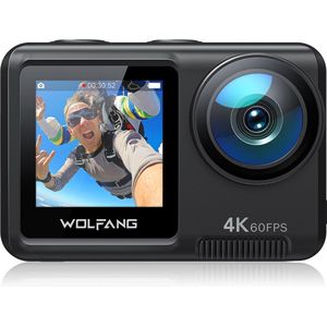 WOLFANG GA420 Action Camera - 4K 60FPS 24MP - WiFi - 3.0 EIS Stabilization - 8X Zoom - Externe Microfoo en Accessoire Kit