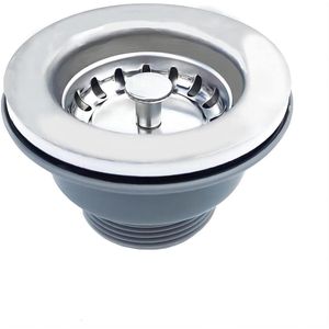 Qrity 304 roestvrij staal keuken zeefkorfventiel mand afvoer zeefmandje afvoerventiel, Ø 84 mm G1½"" boven