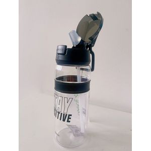 Floraweg Drinkfles,700ml, waterfles met tekst print, met rietje,PCTG nieuwe Kunststoffen, lekvrij, BPA-vrij, 1 klik openen in waterfles,voor sport, fitness, gym, thuis, kantoor, outdoor