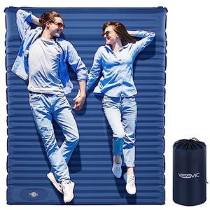 Yissvic Isomat voor 2 personen, zelfopblazend, met voetpomp, luchtmatras voor outdoor, camping, wandelen, turquoise