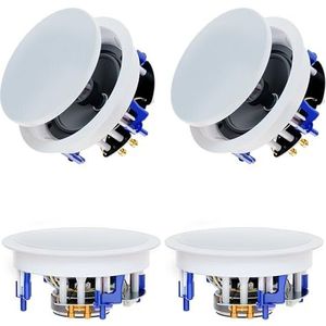 Herdio 6.5'' 600 Watt 2-weg Bluetooth-plafondluidsprekerpakket Perfect voor thuisbioscoopsysteem, woonkamer, kantoor, verzonken montage (4 luidsprekers)