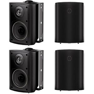 Herdio 4 inch Bluetooth outdoor luidspreker, 400 watt, waterdichte buitenluidsprekers voor tuin, terras, restaurant (2 paar/zwart)