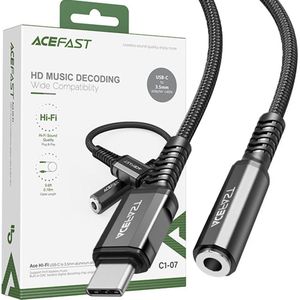 ACEFAST USB-C Male Naar 3.5mm Audiojack Female - Hi-Fi -  Kabeladapter -18 cm