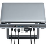 Acefast standaard onder laptopa USB type C - 2x USB 3.2 Gen 1 (3.0, 3.1 Gen 1) / TF, SD / HDMI 4K@60Hz / RJ45 1Gbps / PD 3.0 100W (20V/5A) grijs (E5 space grijs)
