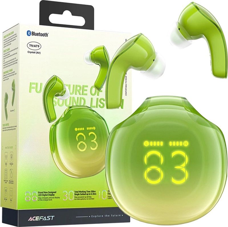Acefast T9 Bluetooth 5.3 Draadloze In-Ear Hoofdtelefoon - Groen