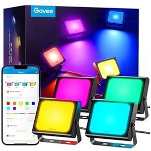 Govee - SET 4x Flood Lights buitenshuis SMART LED lichten Wi-Fi IP66