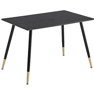 MEUBLE COSY Eettafel, rechthoekig, keukentafel, retro, industriële eetkamertafel voor 4 personen, stalen frame, zwart + goudkleurig, 110 x 70 x 75 cm, metalen frame