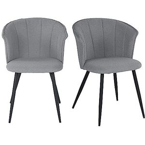 MEUBLE COSY 2 stoelen, Scandinavisch, gevoerde zitting, van metaal, voor keuken, woonkamer, slaapkamer, kantoor, grijs, 58 x 55 x 75,5 cm