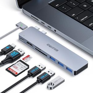 GIISSMO MacBook-adapter, USB-C-hub met Thunderbolt 3, 4K HDMI, 3 USB-A-poorten, SD/TF-kaartlezer, MacBook-accessoires, USB-adapter, compatibel met MacBook Pro M1 2020-2016, MacBook Air 2020 2019 2018