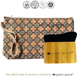 green-goose® Bamboe Foundation Kwast - Met Gratis Kurk Make-up Tasje - Make up Borstel - Powder Brush - Make-up Kwast | Concealer