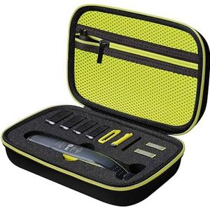Woollo Tas compatibel met Philips OneBlade Face + Body QP2630 QP2620 QP2530 QP2520 draagbare harde reiskoffer, etui, hoes, GreenZipper aan de buitenkant