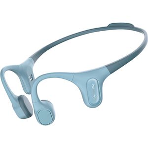 MOJAWA Run Plus | Draadloze Bone Conduction Open Ear koptelefoon| 32GB Bluetooth hoofdtelefoon met voice assistant, ruisonderdrukking, eersteklas geluidskwaliteit, 10uur lange batterijduur, IP68 waterproof voor hardlopen/fietsen, blauw