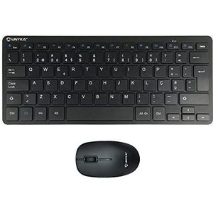 UNYKAch MK288 Pro Mini-toetsenbord en muisset, draadloos, 2,4 GHz, Portugese taal, 79 toetsen, 1200 dpi, stil, ergonomisch, Windows, Mac, Android, Linux