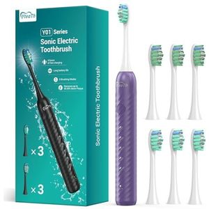 Sonische elektrische tandenborstel voor het gezin – tandenborstel voor volwassenen en kinderen met 6 koppen, 5 modi, 4 uur opladen en gebruiken 180 dagen, elektrische tandenborstel, heren en dames,