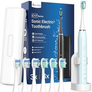 Sonic elektrische tandenborstel sonische tandenborstel COULAX elektrische tandenborstel met 6 koppen reisetui 5 modi timer blauw