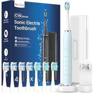 Sonic Elektrische sonische tandenborstel - Elektrische tandenborstel met reisetui, elektrische tandenborstel met 8 koppen, 5 modi