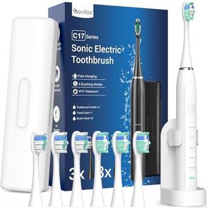 Sonic elektrische tandenborstel sonische tandenborstel - reistandenborstels elektrische sonische tandenborstel, sonische elektrische tandenborstel oplaadbare tandenborstel met 6 koppen, reiskoffer