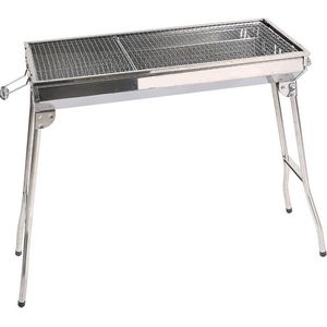 Uten Opvouwbare Smoker Barbecue - Houtskoolbarbecues - XL - Camping barbecues- Barbeque - BBQ Grill - Grilloppervlak (L x B) 73 x 33 cm - RVS