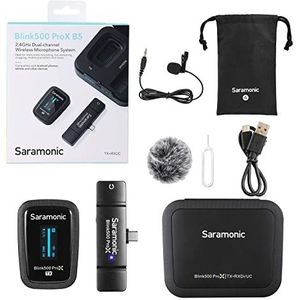 Saramonic Blink 500 Pro X B5 draadloos microfoonsysteem met stropdas en USB-C ontvanger voor iPhone 15, Android, iPad, mobiele telefoons en computers, zwart