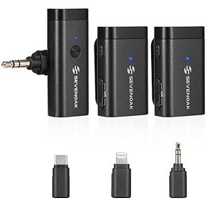 SevenOak Draadloze flip-microfoon met Lightning/USB-C/3,5 mm TRS Plug Play Compacte microfoon voor iPhone/Android/YouTube-camera Vlog Live Streaming Onderhoud SKM-W1 Pro