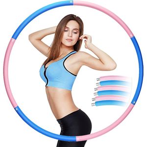 EOSVAP Hoelahoep voor volwassenen wordt gebruikt om gewicht en massage te verliezen, instelbaar gewichtsontwerp, voor fitness, training, buikcontouren, roze en blauw